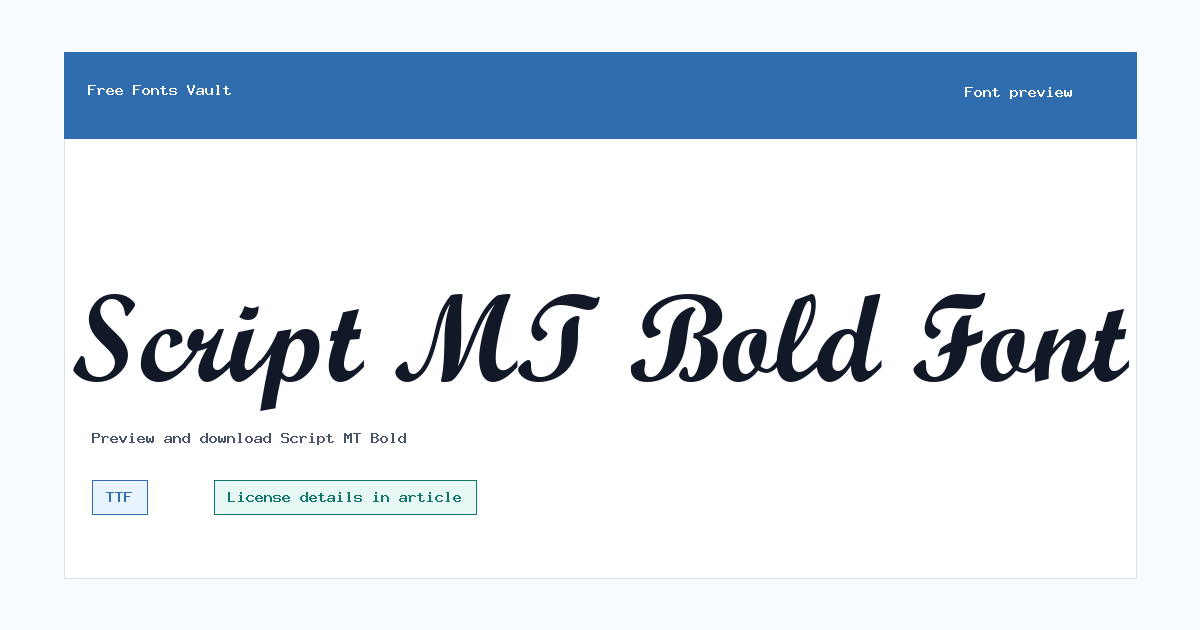 Script MT Bold font preview showing the family name