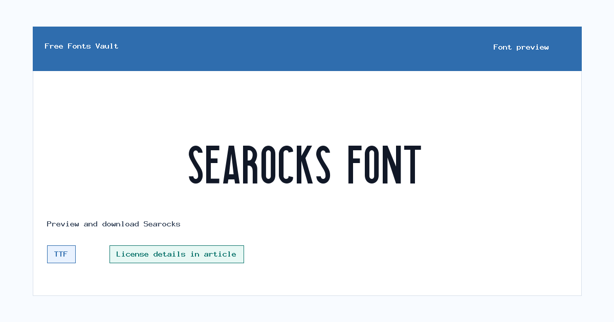 Searocks font preview showing the family name