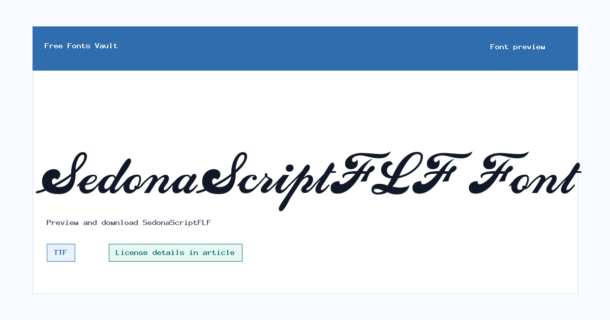 SedonaScriptFLF font preview showing the family name