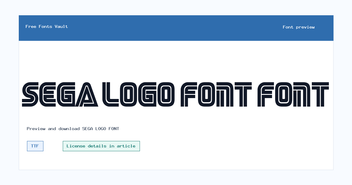 SEGA LOGO FONT font preview showing the family name