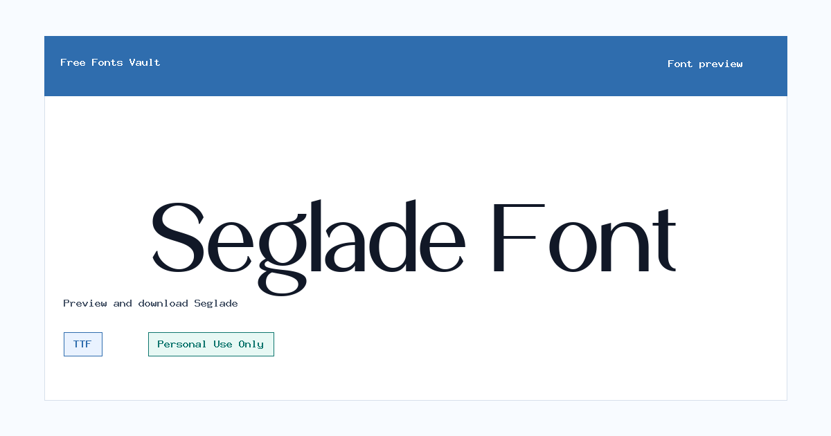 Seglade font preview showing the family name