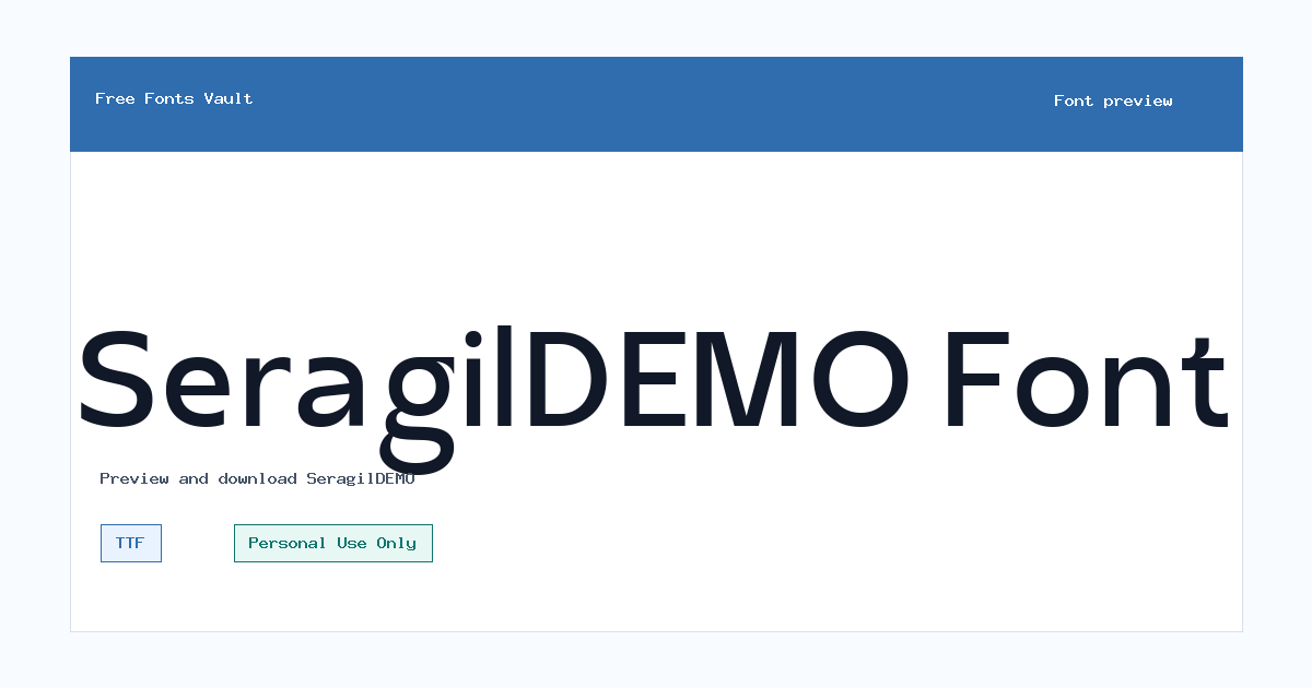 SeragilDEMO font preview showing the family name