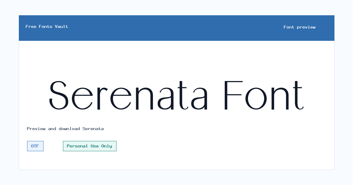 Serenata font preview showing the family name