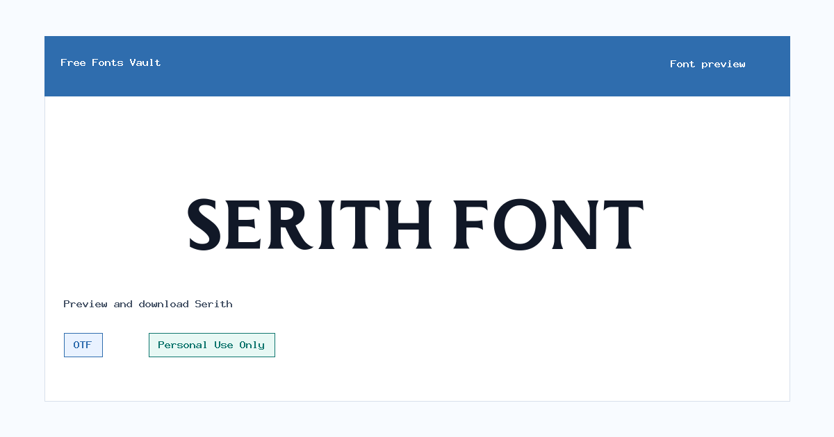 Serith font preview showing the family name