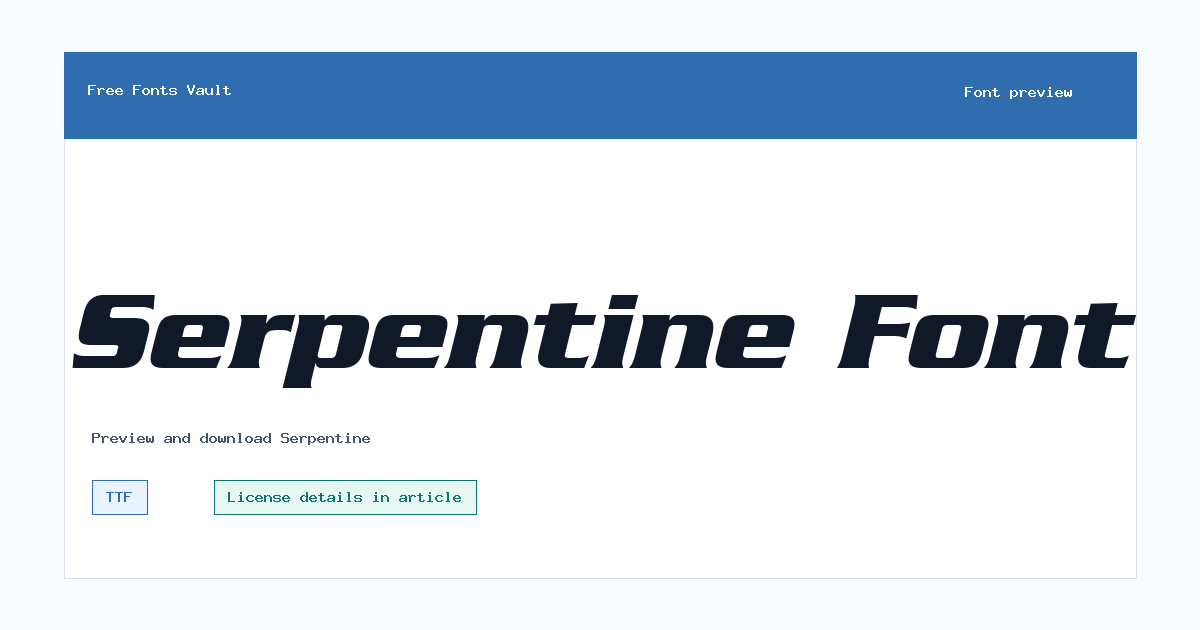 Serpentine font preview showing the family name