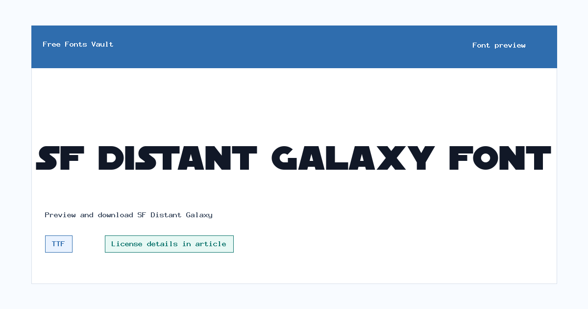 SF Distant Galaxy font preview showing the family name