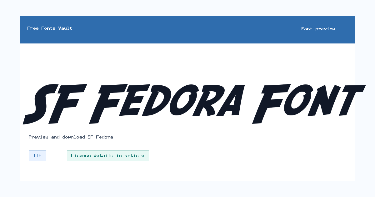 SF Fedora font preview showing the family name