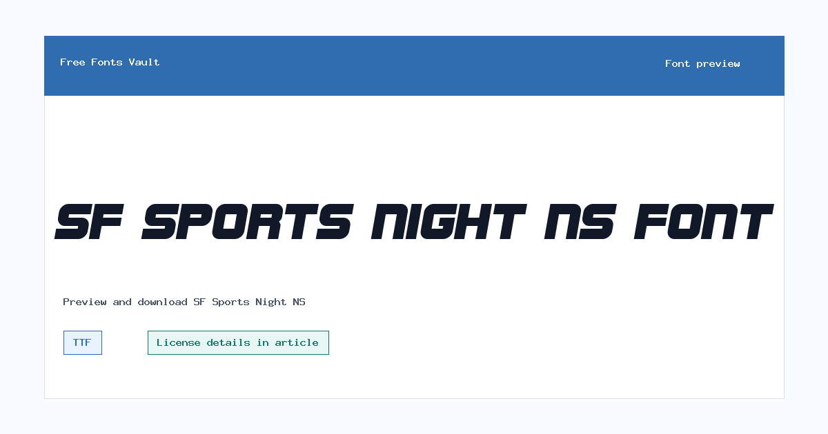 SF Sports Night NS font preview showing the family name