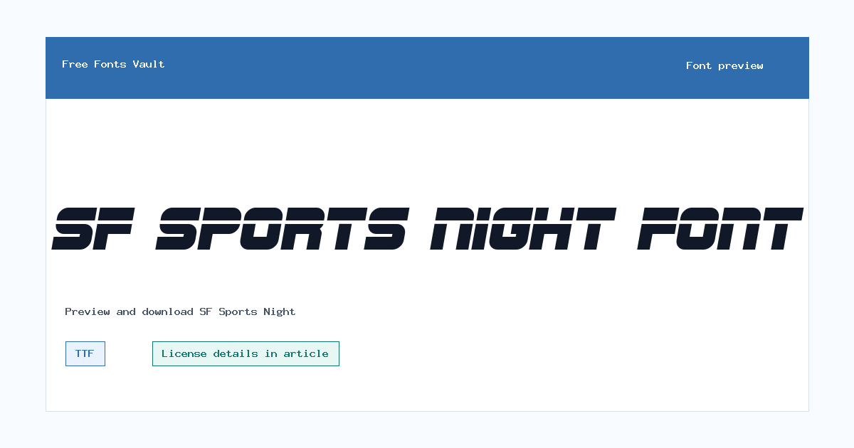 SF Sports Night font preview showing the family name