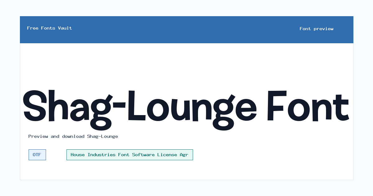 Shag-Lounge font preview showing the family name