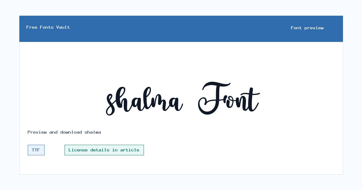 shalma font preview showing the family name