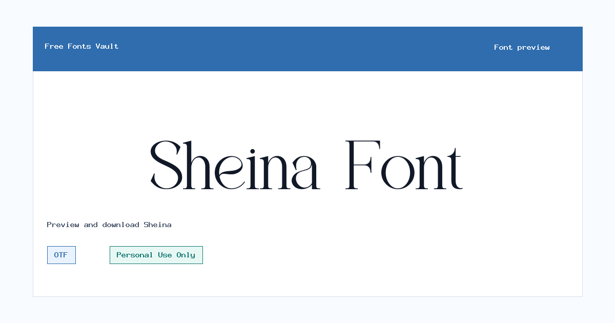 Sheina font preview showing the family name