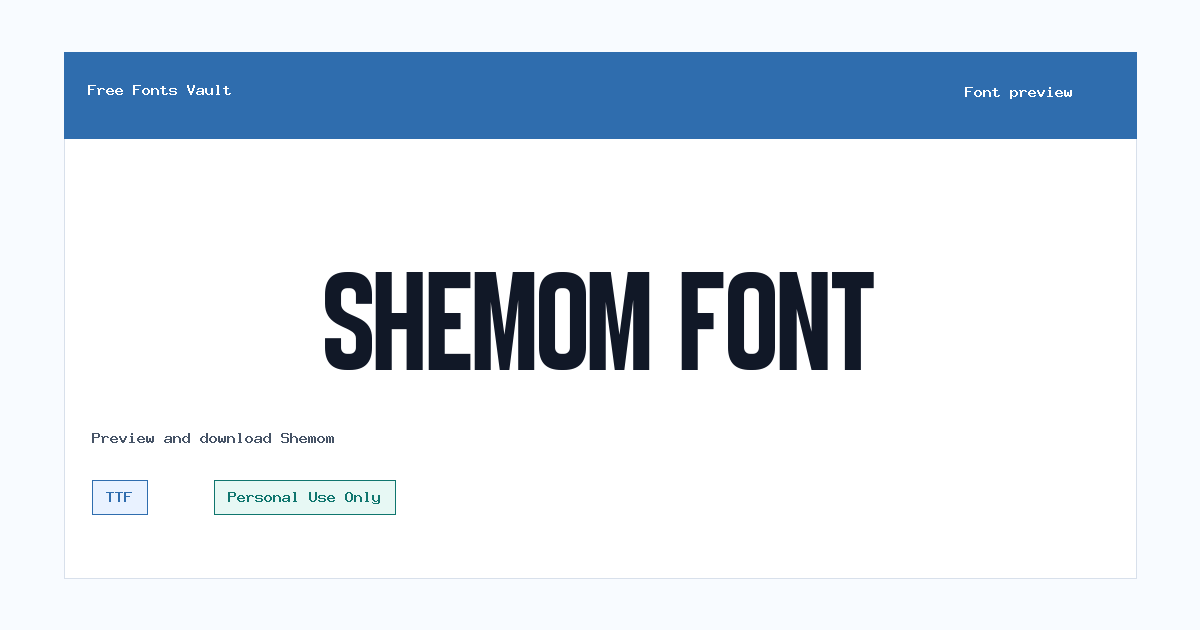 Shemom font preview showing the family name