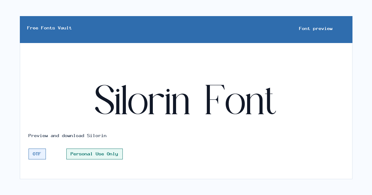 Silorin font preview showing the family name