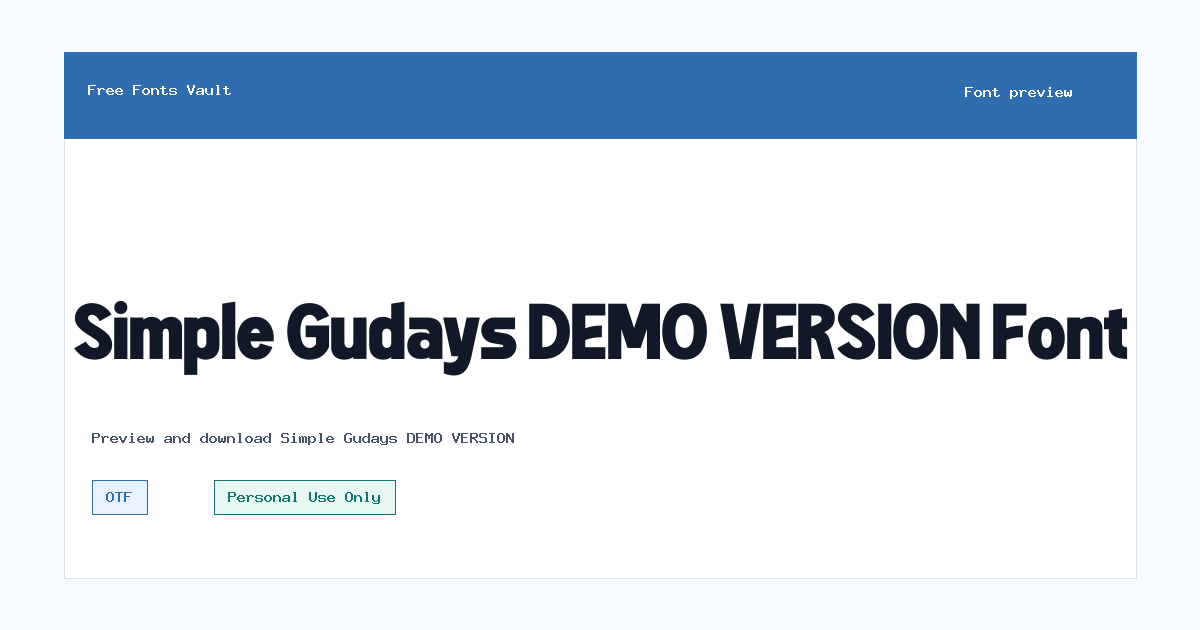 Simple Gudays DEMO VERSION font preview showing the family name