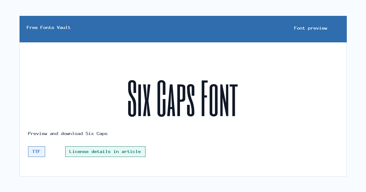 Six Caps font preview showing the family name