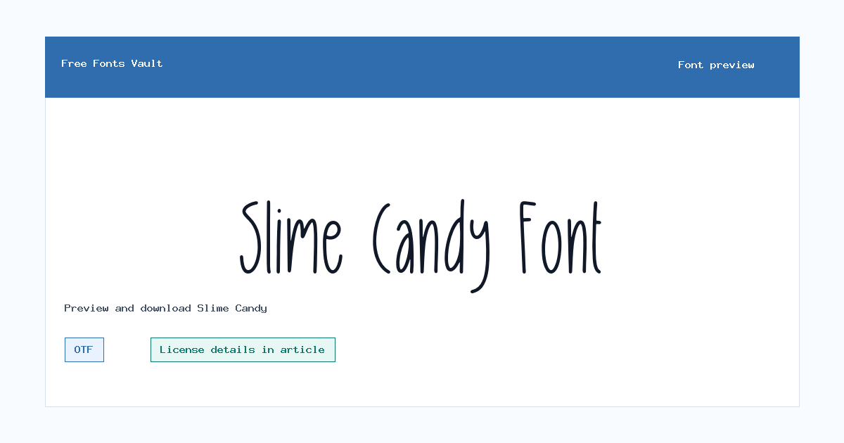Slime Candy font preview showing the family name