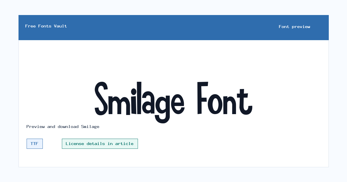 Smilage font preview showing the family name