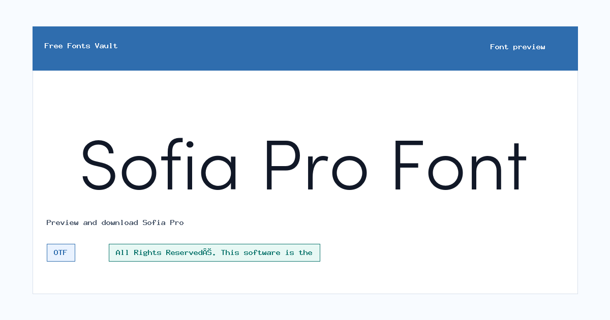 Sofia Pro font preview showing the family name