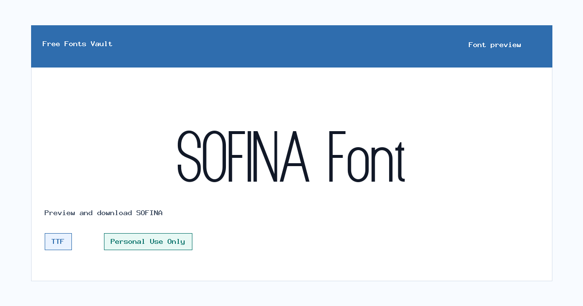 SOFINA font preview showing the family name