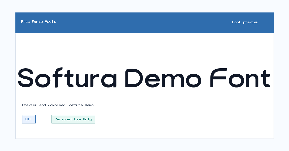 Softura Demo font preview showing the family name