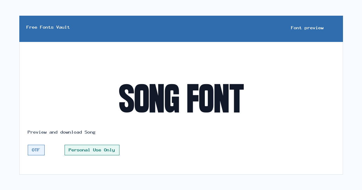 Song font preview showing the family name