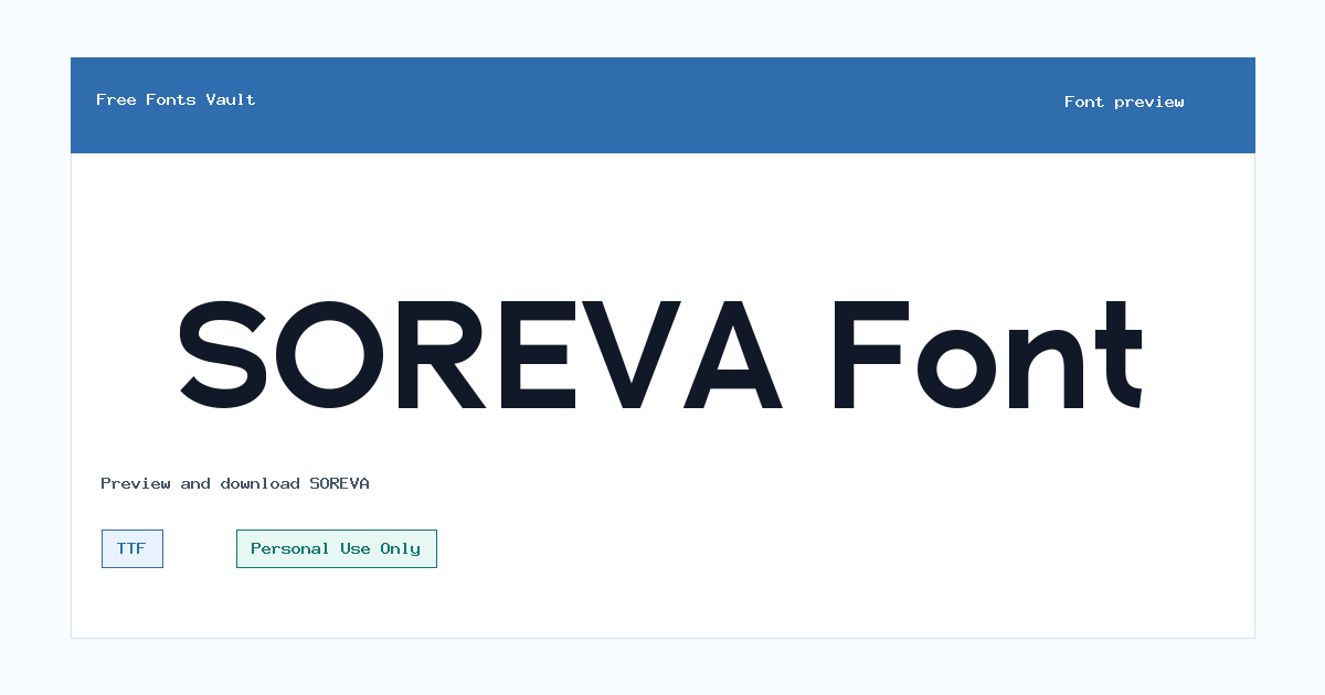 SOREVA font preview showing the family name