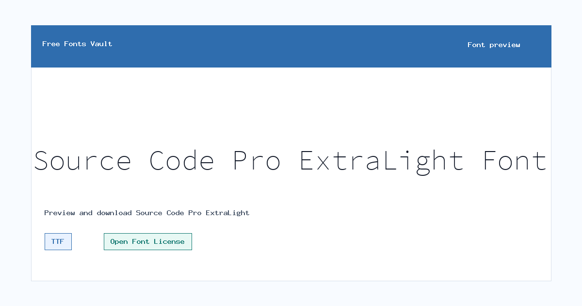 Source Code Pro ExtraLight font preview showing the family name