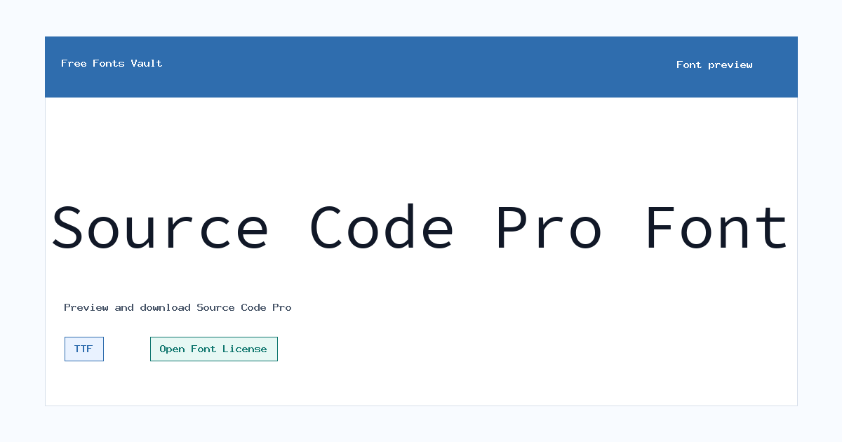 Source Code Pro font preview showing the family name