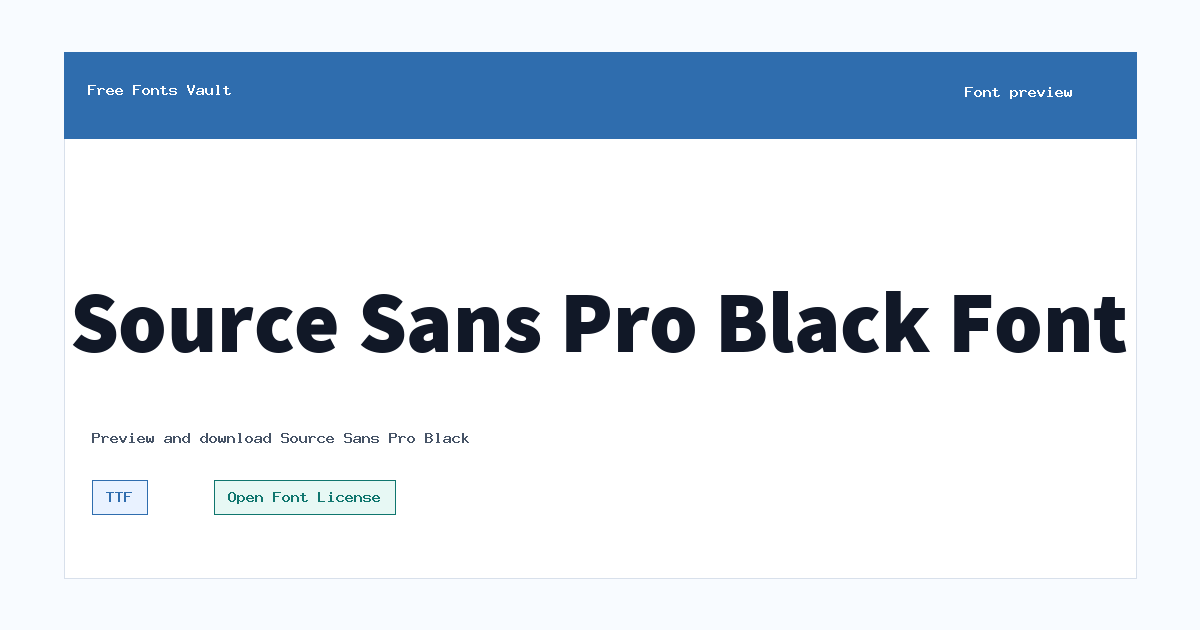 Source Sans Pro Black font preview showing the family name