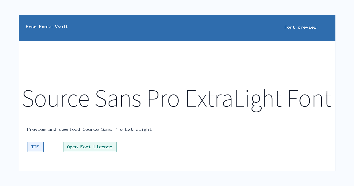 Source Sans Pro ExtraLight font preview showing the family name