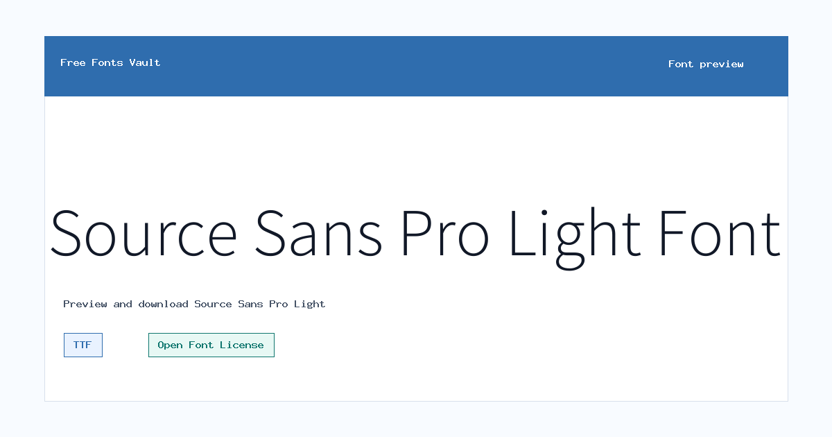 Source Sans Pro Light font preview showing the family name