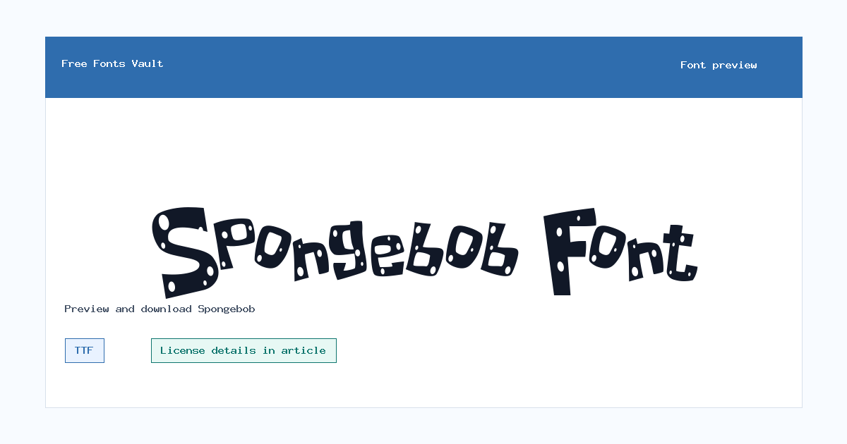 Spongebob font preview showing the family name