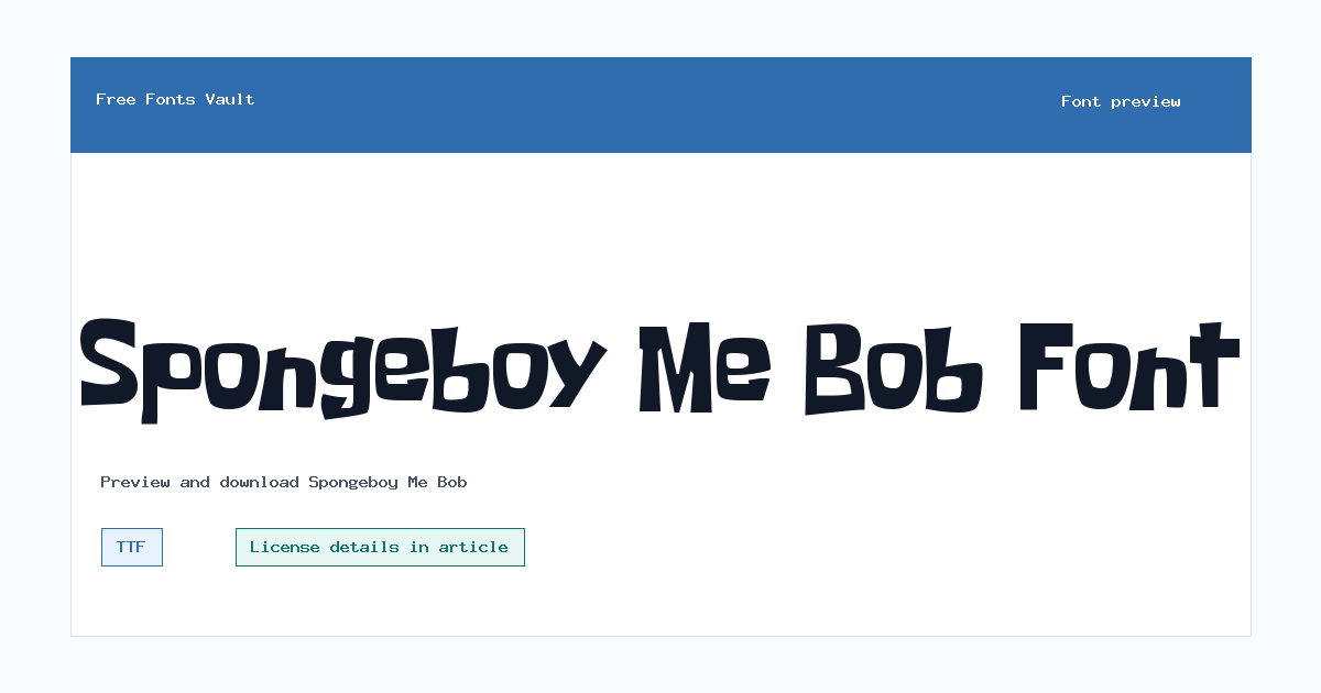 Spongeboy Me Bob font preview showing the family name