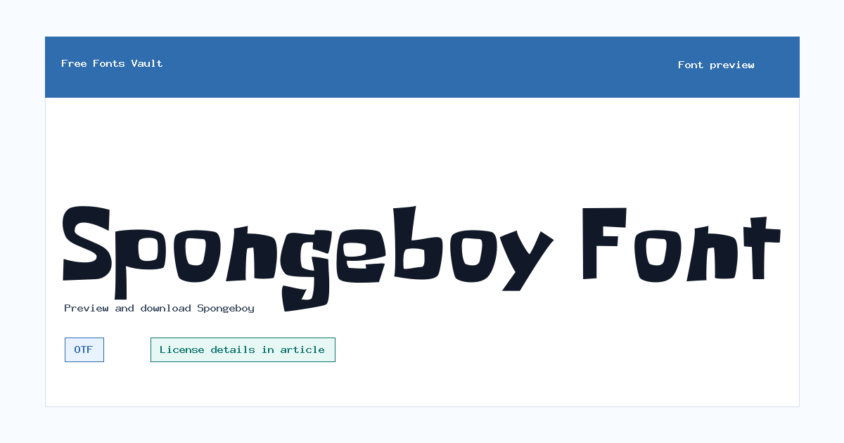 Spongeboy font preview showing the family name