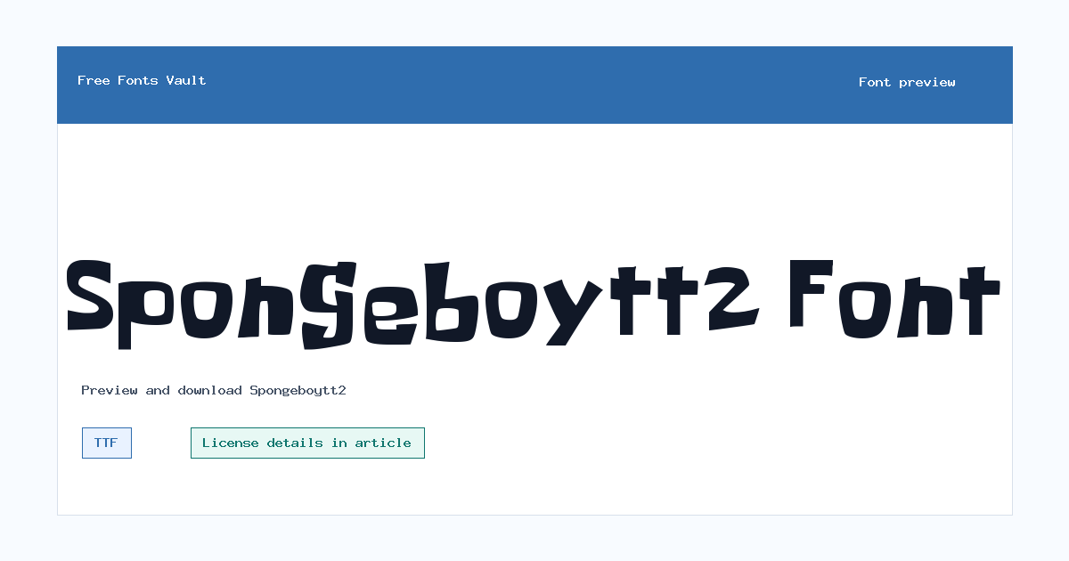 Spongeboytt2 font preview showing the family name