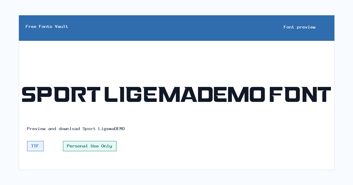 Sport LigemaDEMO font preview showing the family name