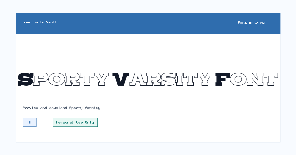 Sporty Varsity font preview showing the family name
