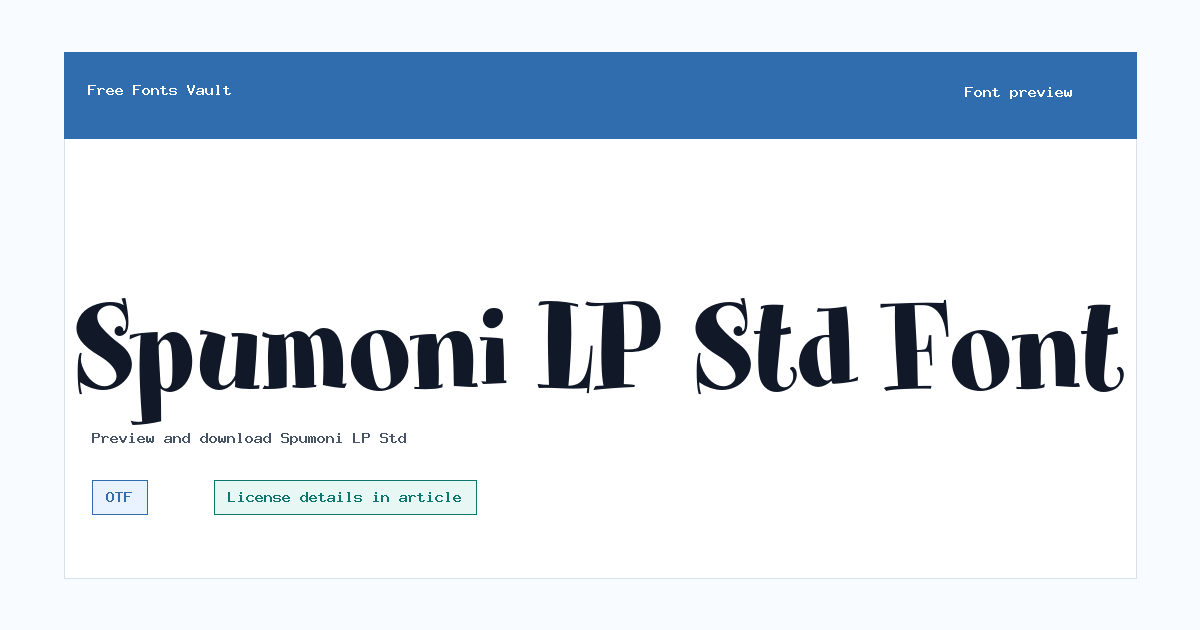 Spumoni LP Std font preview showing the family name