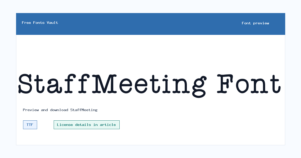 StaffMeeting font preview showing the family name