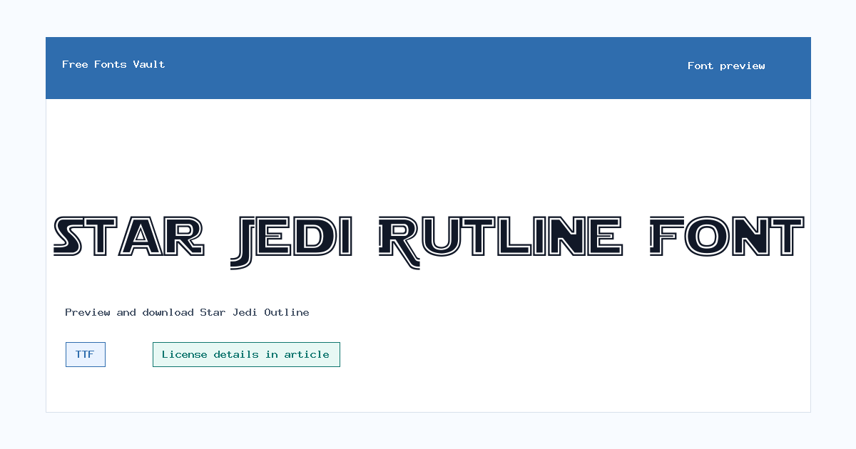 Star Jedi Outline font preview showing the family name