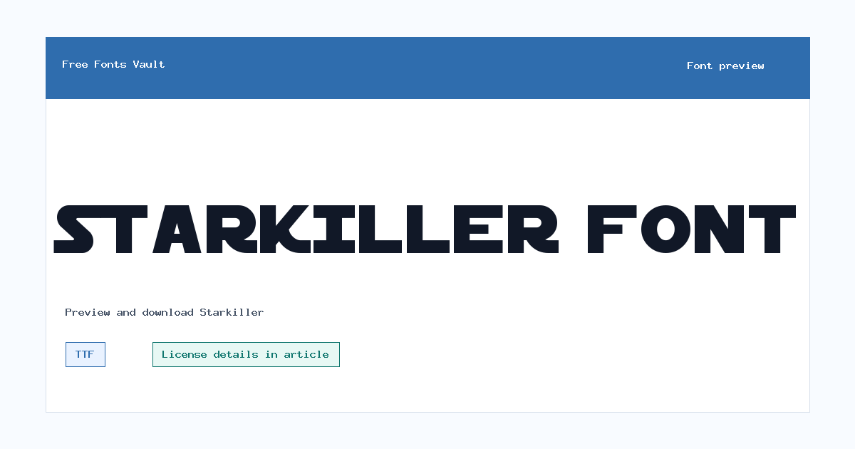 Starkiller font preview showing the family name