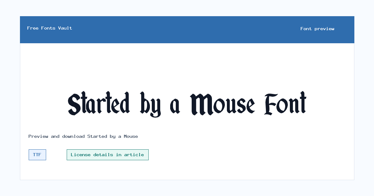 Started by a Mouse font preview showing the family name