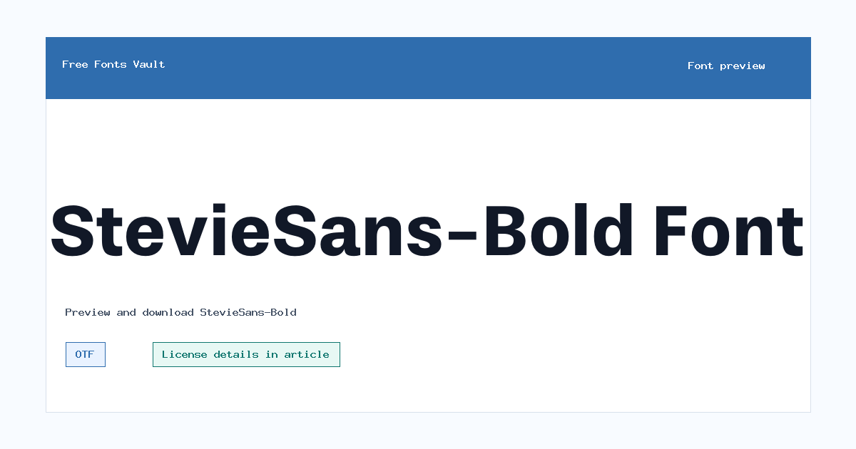 StevieSans-Bold font preview showing the family name