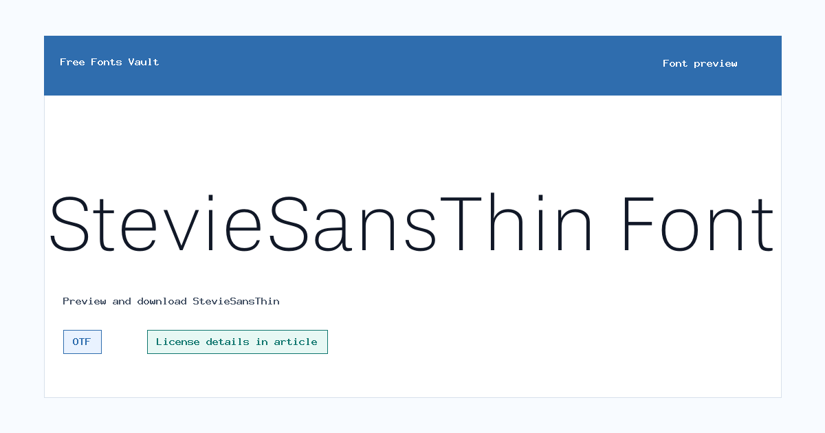 StevieSansThin font preview showing the family name