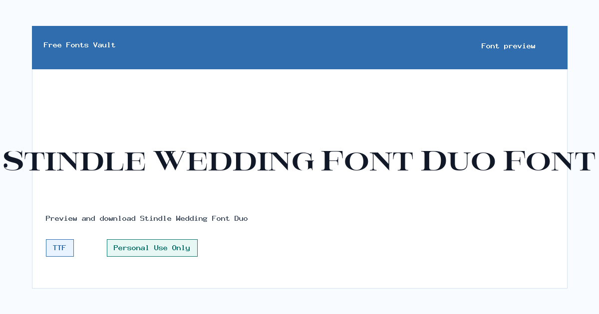 Stindle Wedding Font Duo font preview showing the family name