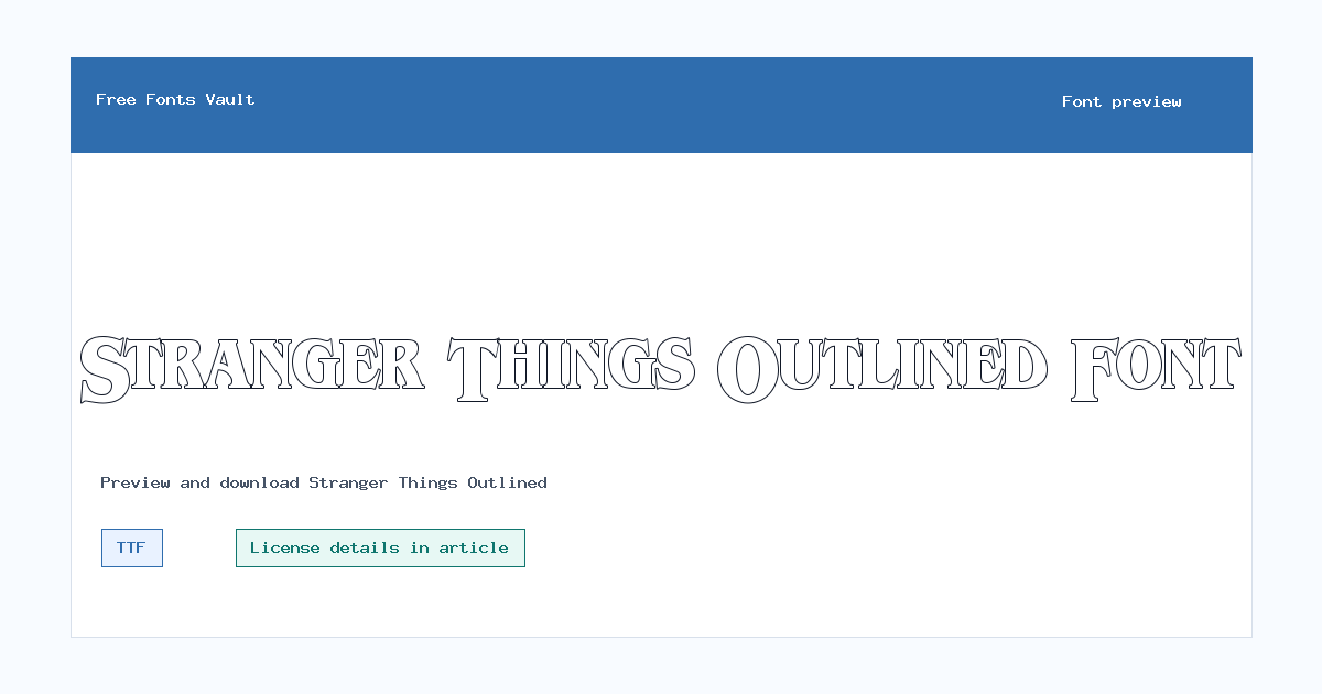Stranger Things Outlined font preview showing the family name