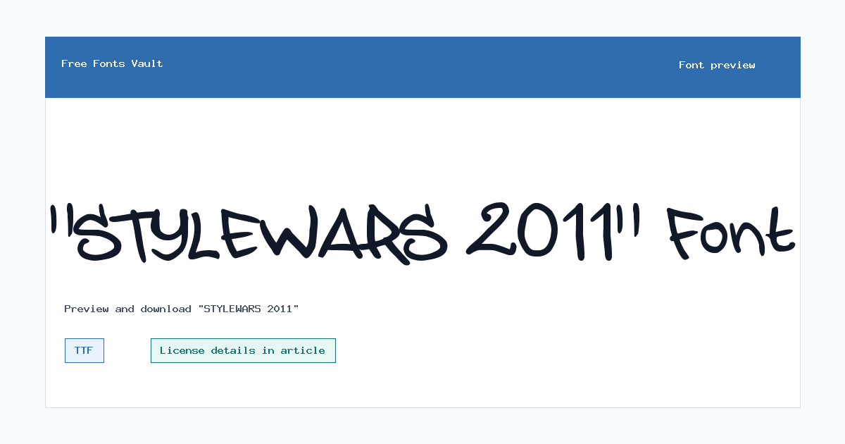 "STYLEWARS 2011" font preview showing the family name
