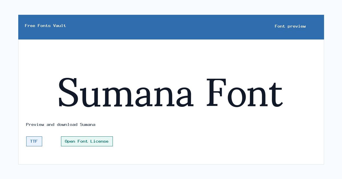 Sumana font preview showing the family name