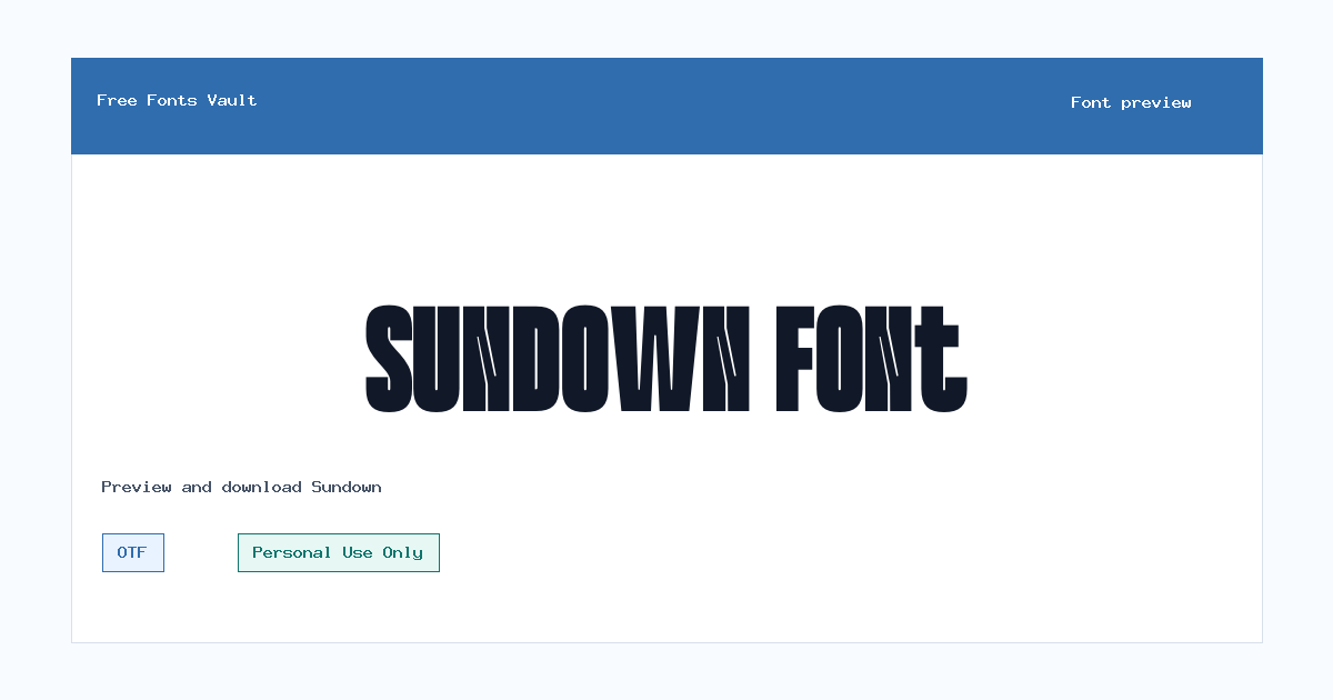 Sundown font preview showing the family name